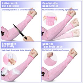Evridwear Protective Arm Sleeves Cut Resistant Sleeves Arm Protectors for Thin Skin and Bruising for Men Work (Medium, Pink No Thumb Hole)