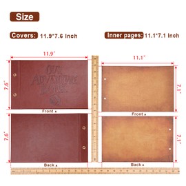 Our Adventure Book Scrapbook Photo Album, 11.9 * 7.6 inch 80 Pages, 3D Embossed Words Leather Hard Cover Travel Scrapbook for Anniversary, Wedding, Christmases, Mother's Day Gift etc