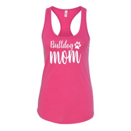 Bulldog Mom Ladies Printed Next Level Brand Sleeveless Racerback Tank Top Raspberry