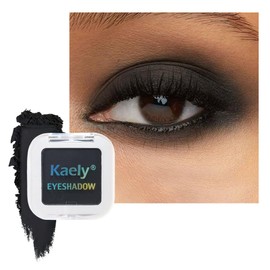 Kaely Pressed Single Eyeshadow Makeup, Black Matte Highly Pigmented Monochrome Eye Shadow Palette, Waterproof Neutral Powder Mini Eyeshadow, sombras para ojos, Lightweight Blendable, 07