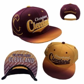Unbranded Cleveland Ball Cap Snap Back Flat Bill Bottom Print Cavaliers Colors Hat - Gold And Yellow