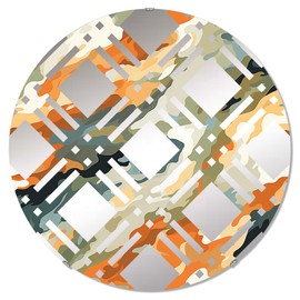 DesignQ Tropical Trail Camo - Camouflage Plaid - 32 Inches - Round Decorative Wall Mirror for Bathroom, Bedroom, Entryway, Living Room, Vanity Room and Modern Décor