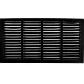 HVAC Premium 20'' x 12'' [Duct Opening] Flat Stamped Steel Return Air Grille - Sidewall and Ceiling - HVAC Vent Duct Cover - Black [Outer Dimensions: 21.75''w X 13.75''h]