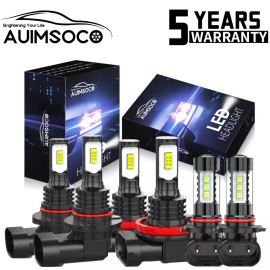 AUIMSOCO For Lexus ES330 Base Sedan 4-Door 3.3L 2005-2006 LED Headlights+Fog Lights Bulbs