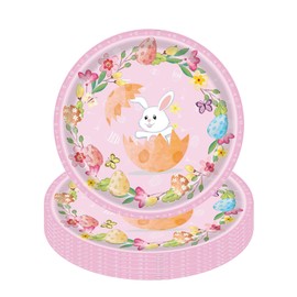 YAAVAAW 16Pcs Easter Party Paper Plates 23cm,Happy Easter Tableware Decor Easter Dessert Plates Green Eggs Pattern Paper Plate for Kids Adults Easter Party Supplies Table Decorations