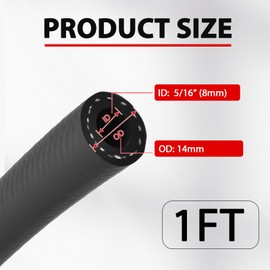 5/16" Submersible Fuel Hose SAE 30R10 In-Tank Fuel Line for E85, Gasoline, Diesel – 300 PSI High Pressure, Fits for Automotive & Marine Fuel Systems, Includes 4 Hose Clamps (5/16'' ID, 1 Ft)