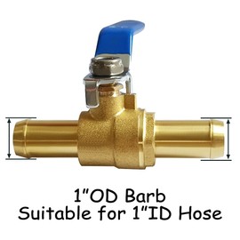 Uenede Brass 1 Inch Heater Control Valve, Car Heater Air Conditioning Ball Valve with 90 Degrees Operation Handle, 1" Hose Barb Automotive Heater Water Valve Fittings