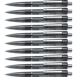 Schneider Optima Druckkugelschreiber (Strichstärke M, dokumentenecht) 10 Stück, schwarz-transparent