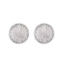 Vintage Round Button Clip On Earrings Non Pierced Earrings Gold Silver Clip Earrings Big Hammered Disc Clip Earrings Hammered Dome Half Hoop Clip On Earrings Jewelry for Women -Silver 2