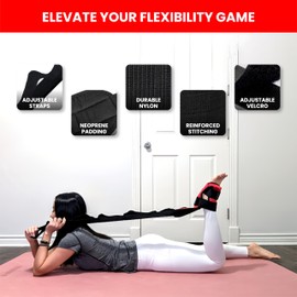 Foot and Calf Stretcher - Stretching Strap for Plantar Fasciitis, Achilles Tendonitis, Heel Spurs, Foot Drop, & Hamstring Versatile Stretch Strap Used as Leg stretcher, Hamstring Stretcher and Foot