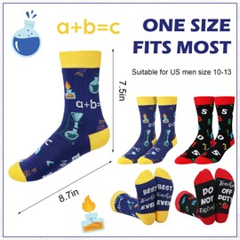 Shihanee 2 Pairs Novelty Dress Socks for Men Nurse Doctor Dentist Lawyer Teacher Boss Funny Gift(Teacher)