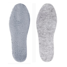 riemot Fluffy Insoles for Men Women, Thick Premium Wool Flet Inner Soles for Wellies Slippers Boots, Warm Faux Furry Comfortable Shoe Inserts for Cold Winter, Light Grey, Men UK11/EU45