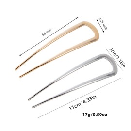 4Pcs Gold U Shaped Hair Pins,French Hair Pins,Metal French U Pins, Vintage Hair Fork Hair Pin Hairstyle Accessories for Women and Girls for Buns,Long and Thick Hair（5.5 Inch and 4.35 Inch）