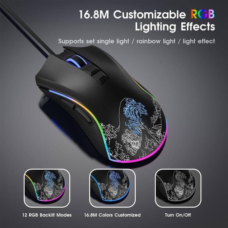XVX Wired Gaming , 12000 DPI RGB Gaming with 12