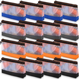 Paterr 16 Pcs Zipper Clear Tool Bag Bulk Small Tool Bag, Heavy Duty Clear Tool Pouch, Multipurpose Waterproof Storage Tool Bag for Men Women Electrician, 4 Color (11.8 Inch)