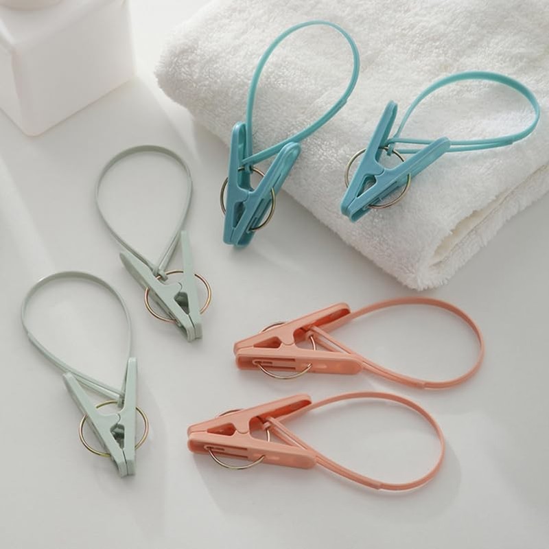ULTECHNOVO 12Pcs Windproof Clothes Drying Clips with Plastic Rope Lightweight