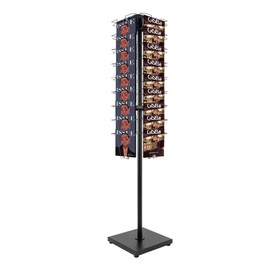 KONKENIE 360° Rotating Brochure Display Stand with 36 Pockets Detachable Iron Mesh Magazine Rack 63in Floor Standing Literature Display Organizer for Office School Bookstore Library Classrooms Black