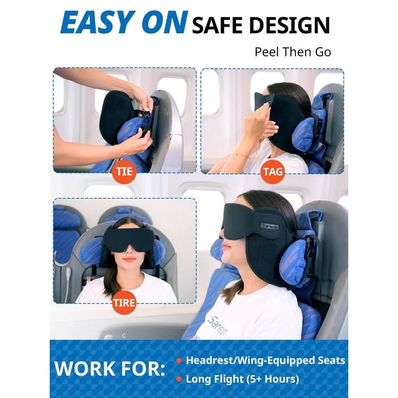 SARISUN Upgraded Travel Pillow, U-Shaped Airplane Head Strap for All