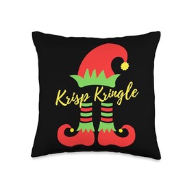 Funny Xmas Elf Shopp Krisp Kringle Elf Christmas Elves Funny Ugly Xmas Sweater Throw Pillow, 16x16, Multicolor