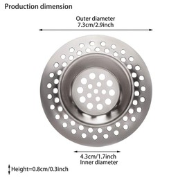 Wiredock (Set of 2) Stainless Steel Kitchen Sink Strainer Plug, Standard Strainer Drain Protector for Bathroom/Kitchen, Hair Catcher for Bathtub/Shower 2.87 inches 7.3 cm|SH033