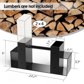 Opmeiro Outdoor Firewood Rack Brackets, Heavy Duty Fireplace Wood Storage Holder, Adjustable to Any Length, Black