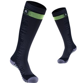 LEAKDRY Waterproof Socks,Merino Wool Thermal,Long Socks,Lightweight,Breathable,Hiking,Fishing,Skiing (US, Alpha, Medium, Regular, Regular, Knee High/Black Green)