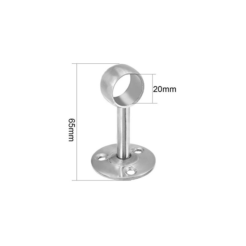 Sourcingmap Wardrobe Pipe Bracket, 20mm Dia, Ceiling Mounted Rail Rod