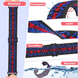 SHIJZWD Elastic Watch Straps, 16 mm, 18 mm, 20 mm, 22 mm Strap with Quick Release, Adjustable Stretchy Nylon Loop Sports Breathable Replacement Strap for Men, Women