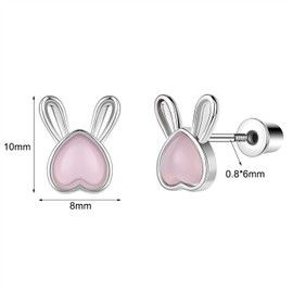 AoedeJ Flat Back Earrings Girls Screw In Earrings Flat Back Stud Earrings Screw Back Earrings Studs Earrings for Women (Heart Rabbit)