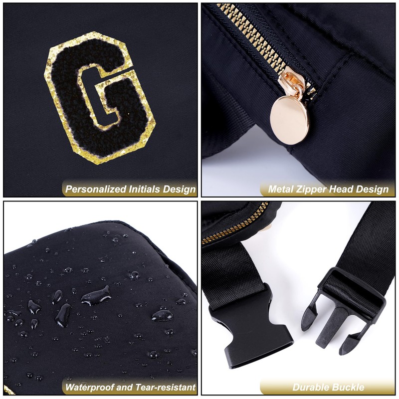 Riñonera para niñas y mujeres, bandolera para cintura personalizada, Negro