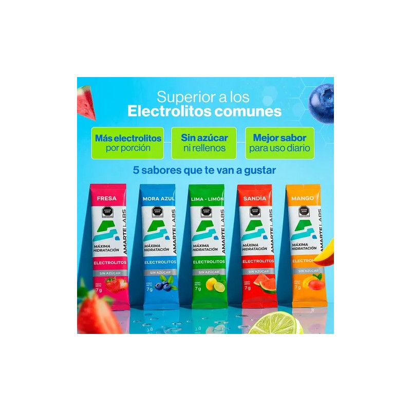 Amarte Labs Electrolitos En Polvo Sin Azúcar | 30 Sobres