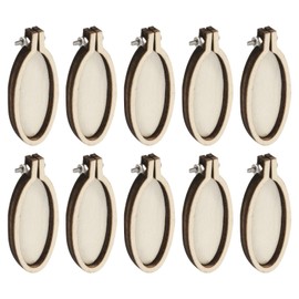 HARFINGTON 10Pcs Mini Embroidery Hoop 2" x 0.87" Tiny Oval Vertical Cross Stitch Hoops Small Wood Ring Circle for DIY Pendant Keychain Display Frame