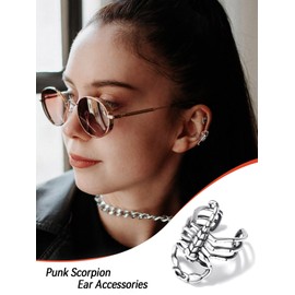 Scorpion Ear Cuff for Women Sterling Silver Cuff Earrings Cute Animal Fake Earrings Chunky Ear Clips for Unpierce Ears