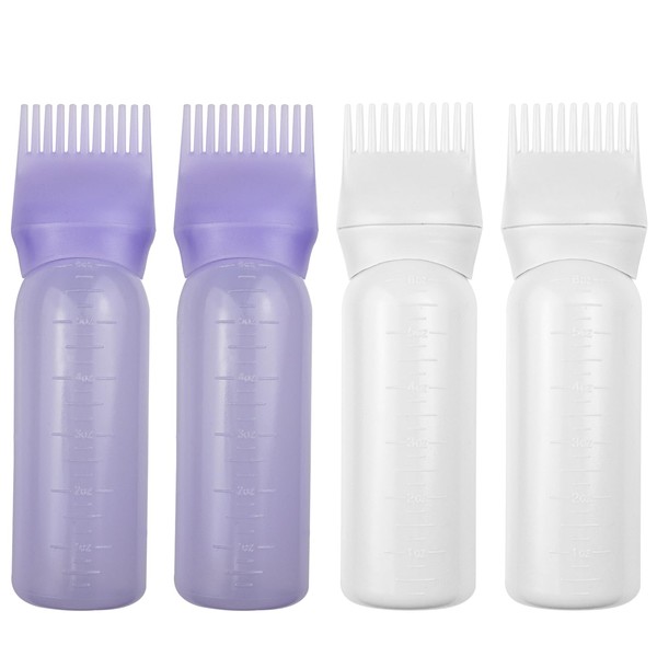 ELANE 4 Pack Root Comb Applicator Bottle,Oil Comb Applicator for