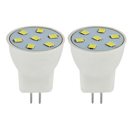 2-Pack MR8 Light Bulb 12V AC/DC 2 Watt LED 1" Diameter 20W Halogen Bulb Equivalent GU4 RV Boat Camper Yacht Train Motor Home Interior Tiny House Ship Van Truck Sprinter Lighting (White 6000K)