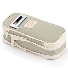 Large Capacity Pencil Case Durable Office College School Pen Holder Organizer Stationery Makeup Bag Pouch Box for Girls Adults, 22x11cm (Light Green)