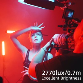 VILTROX 2770lux/0.7M RGB LED Light Stick, 22 Inch Double-Sided Handheld LED Light Wand with Barn Door, Smartphone Remote 2800K-6800K, HSL COL RGB Full Color, 26 Customizable Effects (H18)