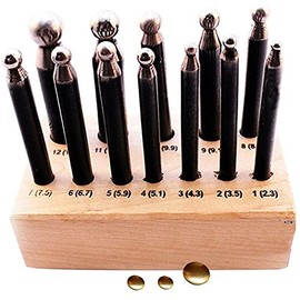 Dapping Punch Set 12 Pieces with Wooden Stand Jewelry Metalsmiths Metal Tool