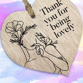 Thank You For Being Lovely Light Wooden Heart Sign Plaque, Thank You Gift Secret Santa Mothers Day, Thank You Gifts for Women Wood Hearts Plaques Present Christmas Birthday Valentines