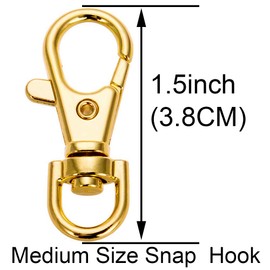5 Set Key Chain Flat Key Rings Women Metal Swivel Clasps Snap-On Keychain Ring Hook Spring Clip Snap Hook Lobster Clasp for Keys, Lanyards Jewelry Findings, Round Edge, Gold