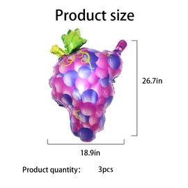 HADCKJA Grape Balloons Fruity Birthday Decorations Balloons Purple Grape Balloons for Fruit Themed Birthday Party Supplies Decoration Hawaiian Summer Party Themed Decorations Balloons Sets-3pcs