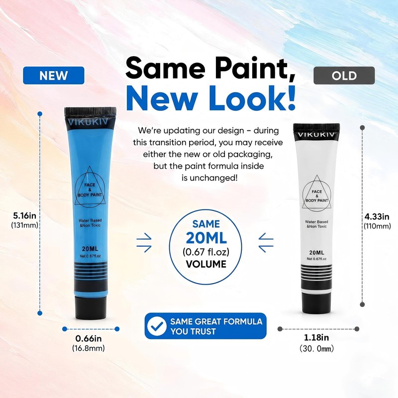 VIKUKIV 14 Colors Face Body Paint Kit Professional Water Based