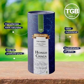 Tgb Superfoods Hongo Chaga Deshidratado Polvo 120 Adaptógeno Superalimento Orgánico Puro Natural Simple Suplemento Hongos Nutrientes Proteínas