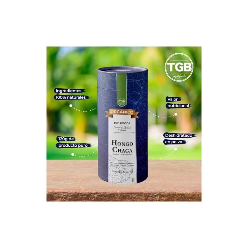 Tgb Superfoods Hongo Chaga Deshidratado Polvo 120 Adaptógeno Superalimento Orgánico