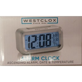 Westclox NEW  Westclox Blue LCD Alarm Clock 70045A Battery Powered Silver Digital