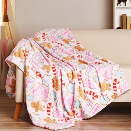 Manta de Navidad rosa, elegante y linda manta para sofá, silla o cama, decoración de Navidad rosa, suave y afelpada, 50 x 60 pulgadas