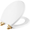 Mayfair Bennett Toilet Seat with Brushed Gold Hinges, Slow Close