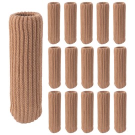 BEBOKI Knitted Chair Leg Socks Protectors for Hardwood Floor Protectors High Elastic Bar Stool Leg Covers Double Thickness Furniture Pads, Chair Leg Covers Caps Set (Khaki, 16)