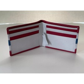Handmade Multi Color Leather Card Holder US Flag Colors Men Wallet Purse Handmade Bifold
