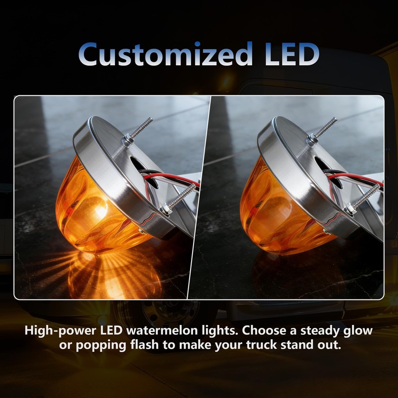 2-Pack Amber Watermelon Light with 45° Stainless Steel Mounting Brackets,